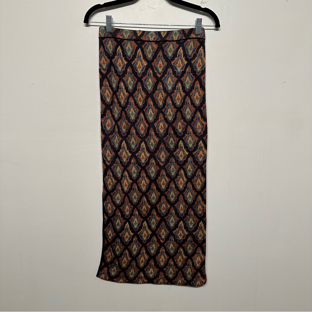 Peruvian Connection Pima Cotton Meknes Tile Print Midi Skirt XS